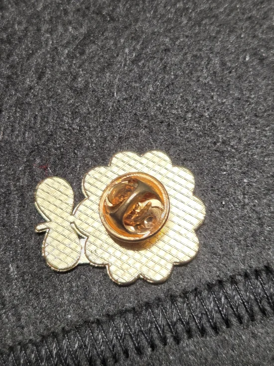 **Sunflower Enamel Pin - Yellow & Orange with Teal Leaves** - Picture 2 of 2